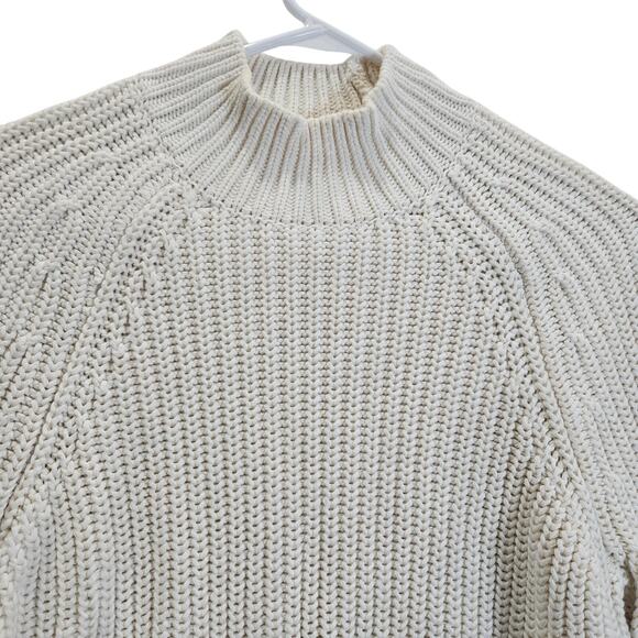 Kendall & Kylie Sweaters - Kendall and Kylie Cream Chunky Cable Knit Mock Neck Sweater Cut Out Back Small